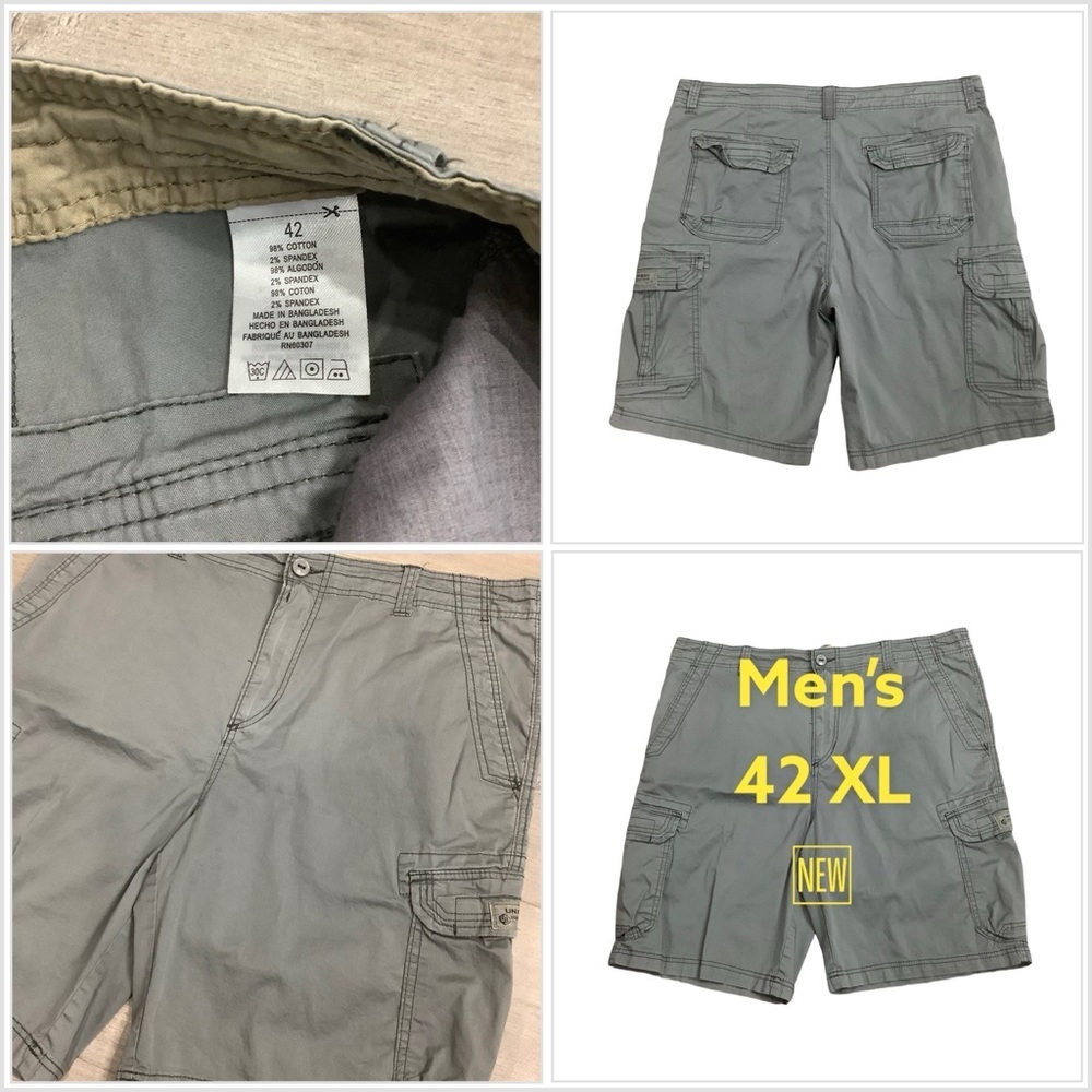 Men's Unionbay Jeans 42 XL Cargo Utility Shorts Gray Bermuda Durable Stretch NEW